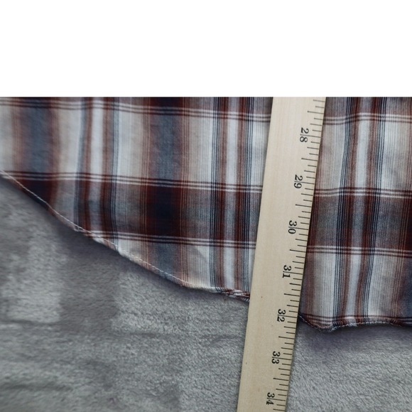 Plains Western Wear Men's XL Brown Plaid Pearl Snap Long Sleeve Western Shirt - Picture 7 of 7